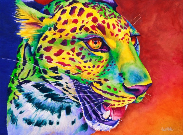 Conga: Signed Print from original watercolor cat leopard painting