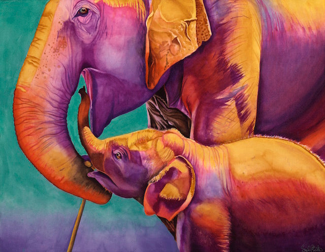 Daughter #2: Signed Print from original watercolor elephant painting.