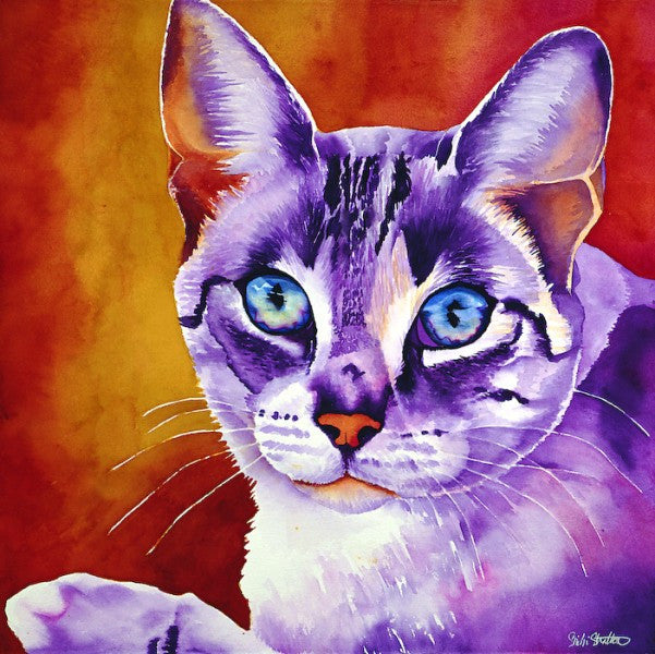 Keena: Signed Print from original watercolor cat painting.