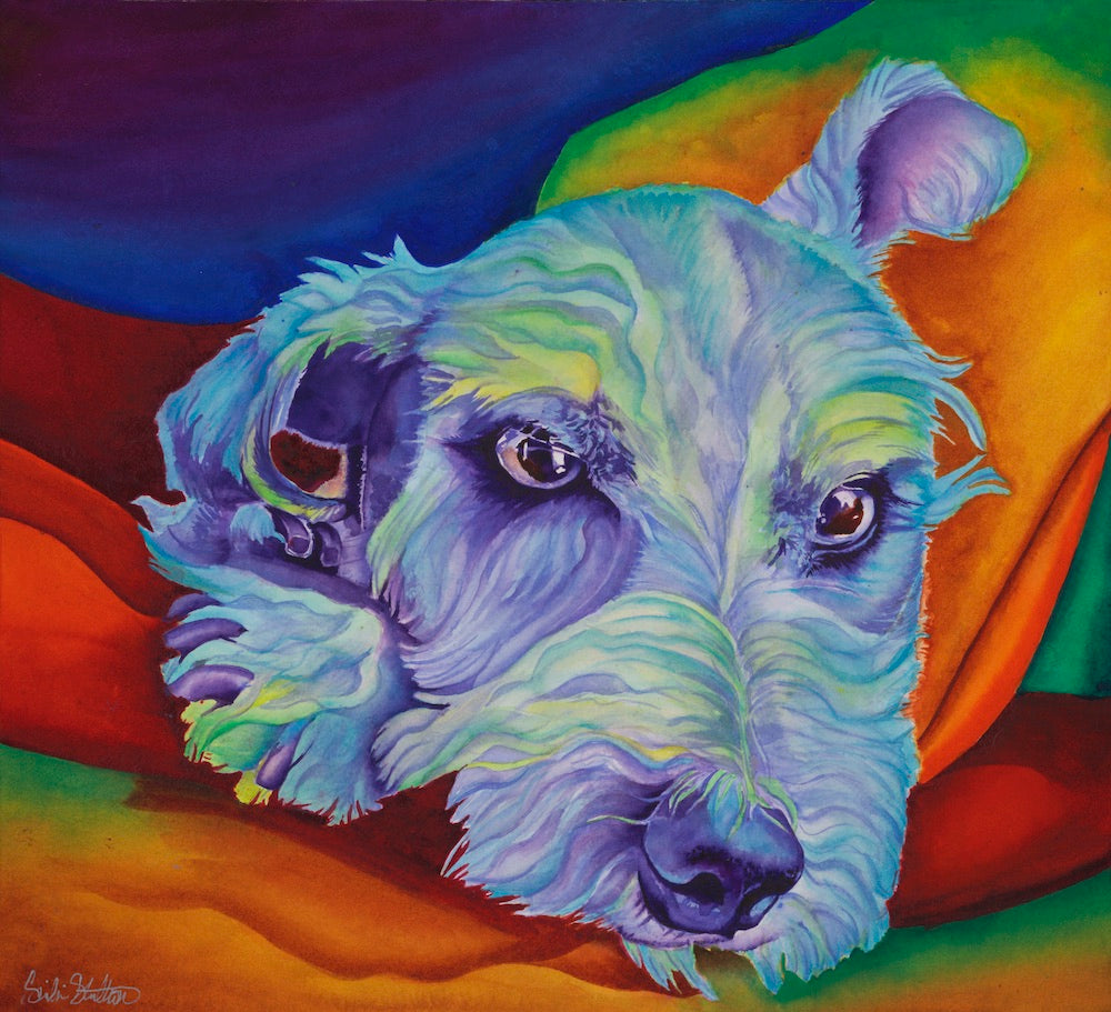 Mila: Signed Print from original watercolor dog painting.