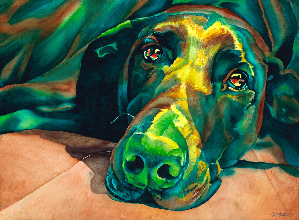 Ozzy: Signed Print from original watercolor dog painting.