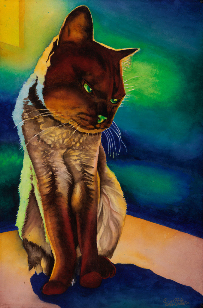 Sadie: Signed Print from original watercolor cat painting.
