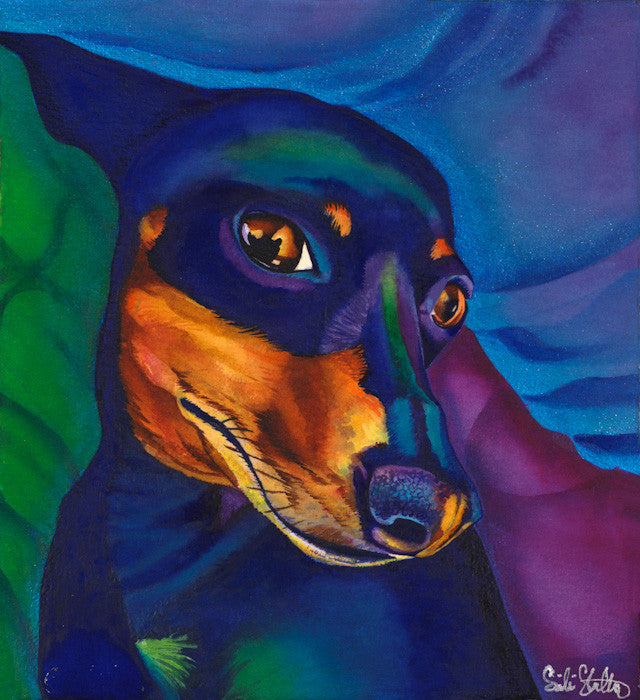 Bubbi: Signed Print from original watercolor dog painting.