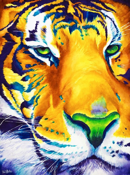 Zuri's Awareness: Signed Print from original watercolor tiger painting.