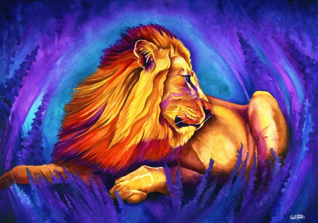 Papa: Signed Print from original watercolor lion painting.