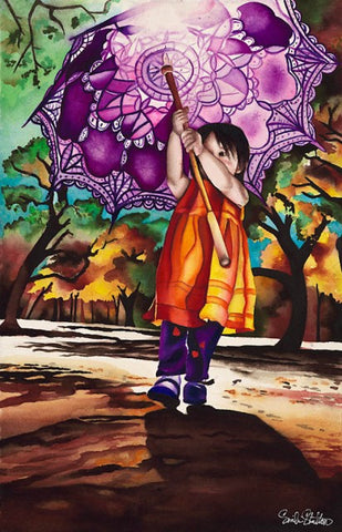 Parasol: Signed Print from original watercolor painting.
